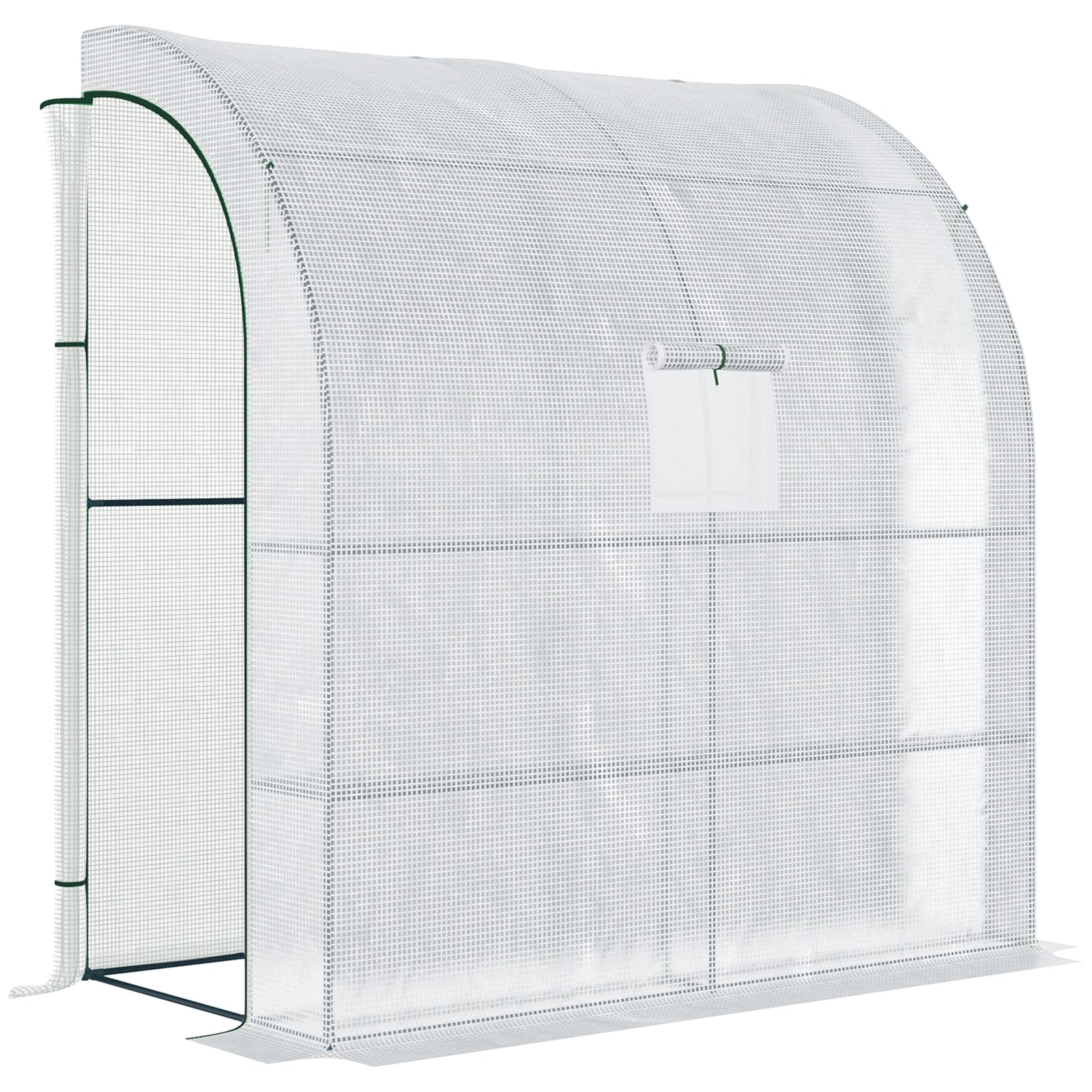 Walk-in Lean-to Greenhouse With Shelf 200x100x215cm | White