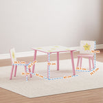 3-piece Kids Table With 2 Chairs Set For Bedroom, Nursery | Pink