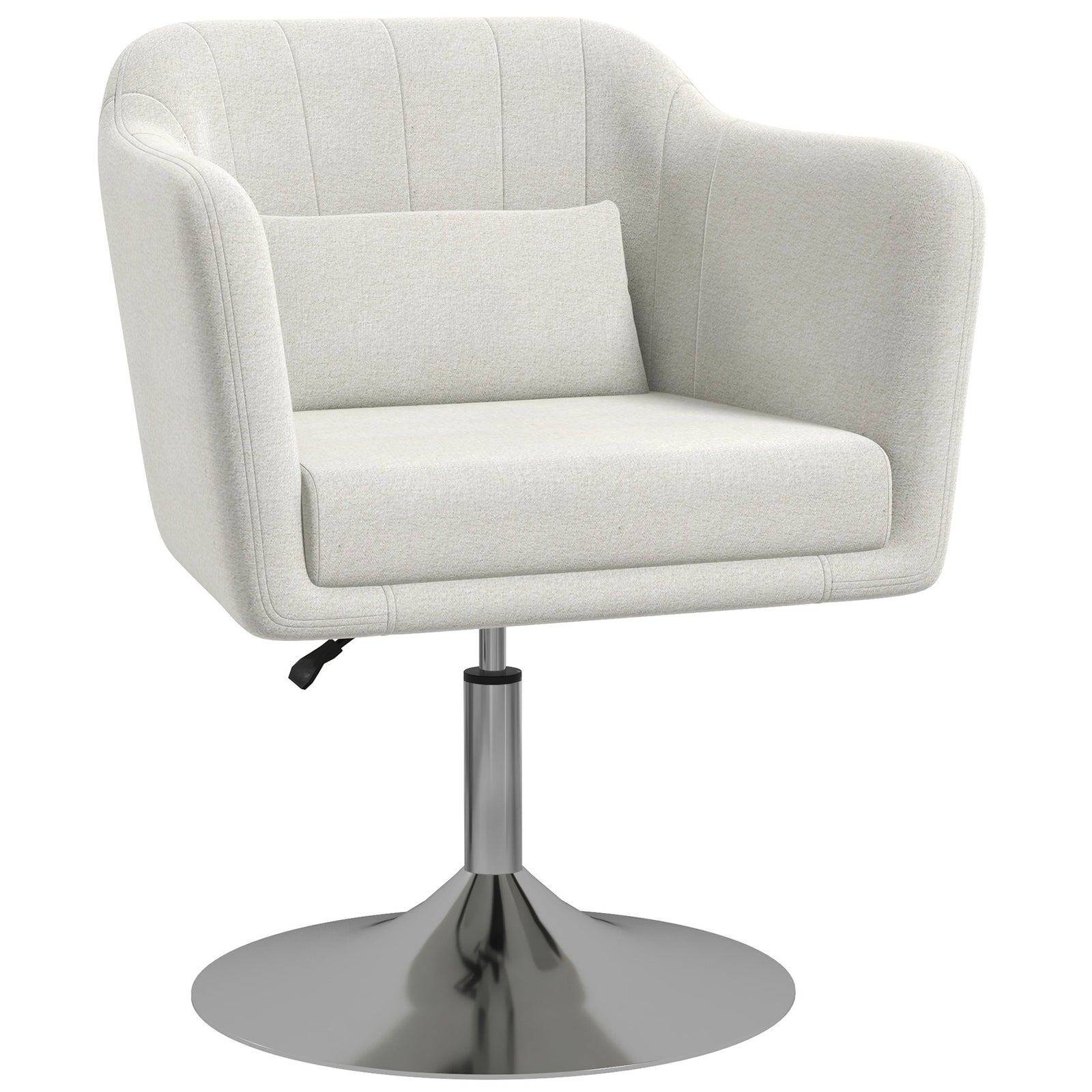 Stylish Retro Linen Swivel Tub Chair Steel Frame Cushion | One Size | Cream