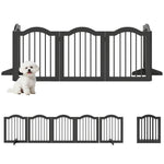 Dog Gate 5 Wood Panel Freestanding Pet Fence Folding Safety Barrier | Black