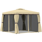 3 X 3(m) Garden Gazebo Shelter Party Tent With 2 Tier Roof | Beige