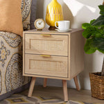 Direct 2 Pack Wood And Rattan Side Cabinet
