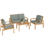 4 Pieces Wooden Garden Furniture Set With Cushions | Natural