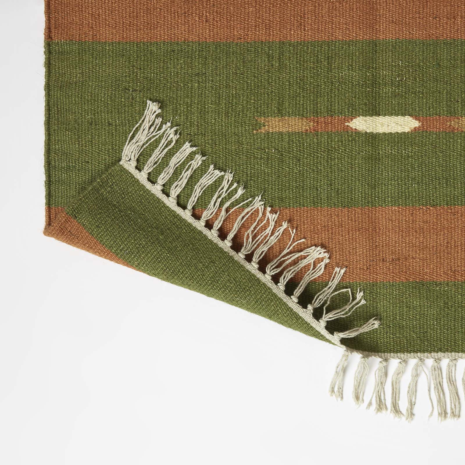 Lundi Kilim  Cotton & Jute Rug | 180cm x 90cm | Green