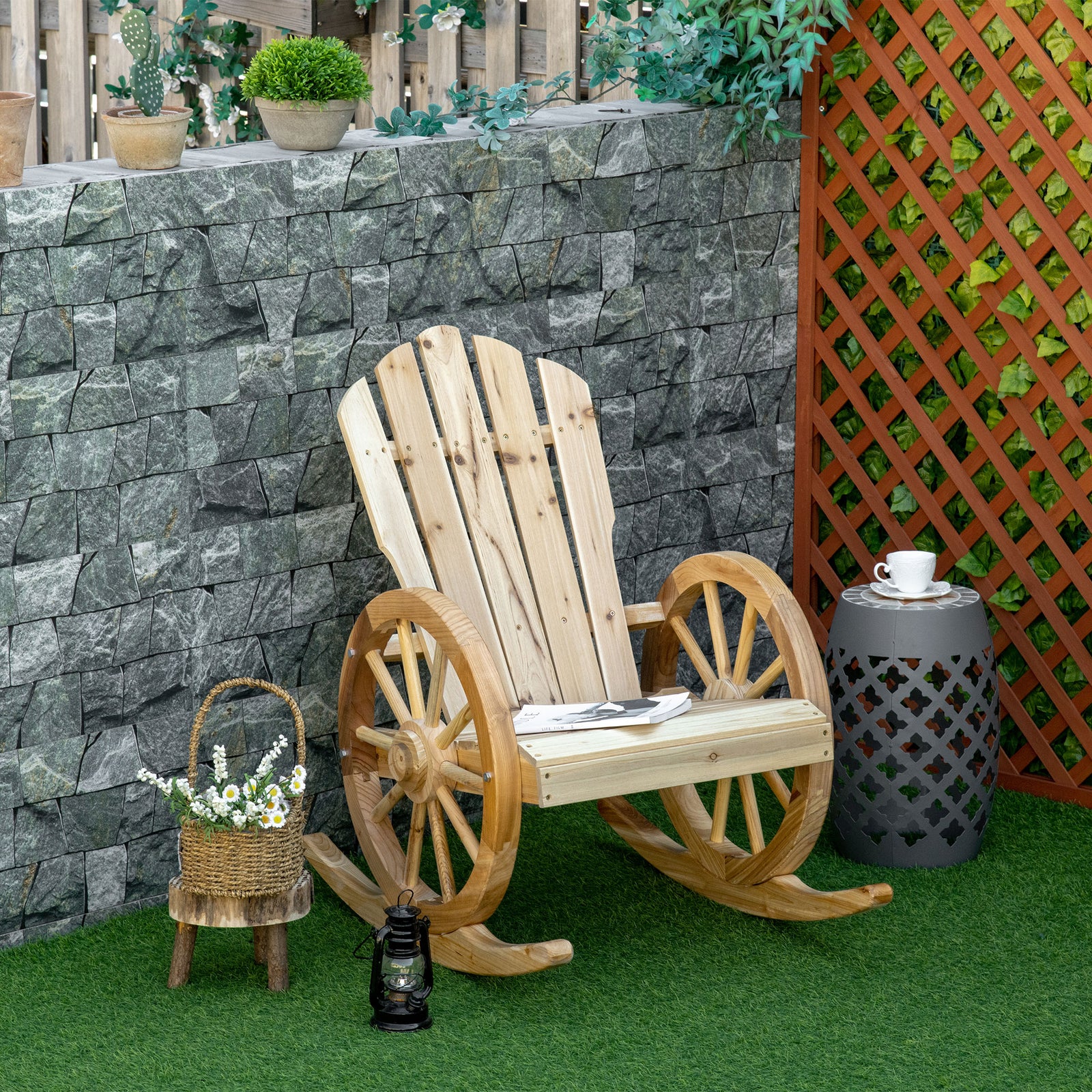 Adirondack Rocking Chair Porch Poolside Garden Lounging | Natural