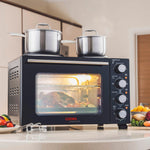 28l Mini Oven With 2 Hobs - Electric Countertop Cooker | 28l | Black & Silver