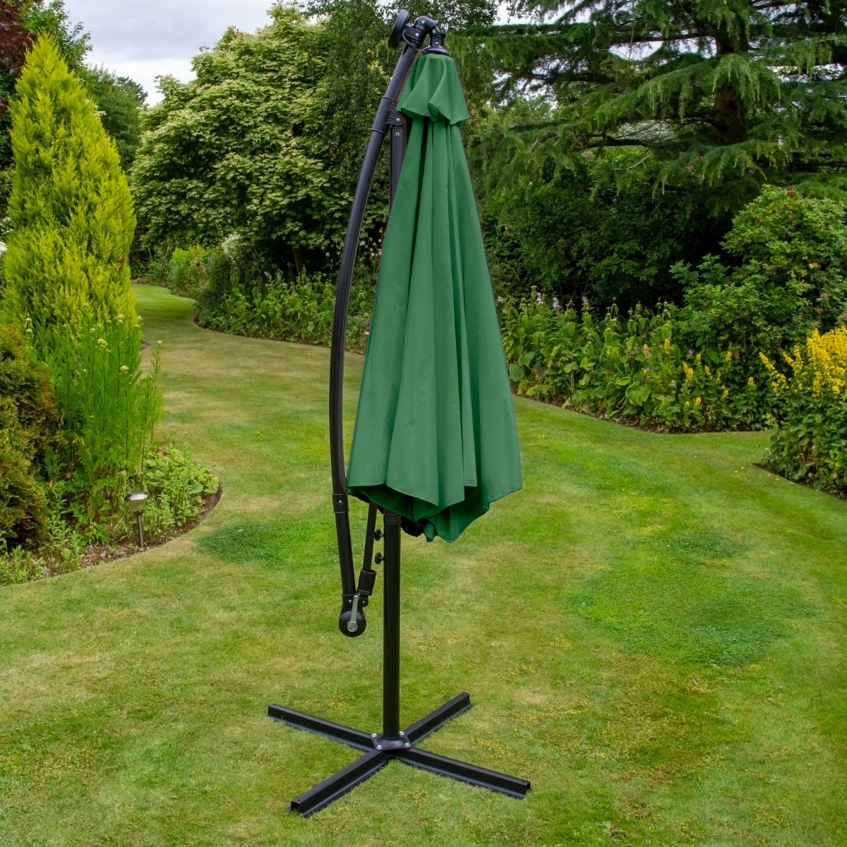 3m Led Cantilever Parasol | Green