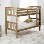 Carra Wooden Single Bunk Bed With Memory Foam Mattresses | Single | Light Brown