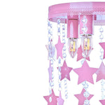 Ceiling Lamp Star 3xe27 Attractive Hand Made Chandelier With Suspended Crystals And Stars | Pink