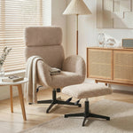 Swivel Armchair With Footstool, Rocking Accent Chair | Light Brown