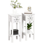 Bedside Table Set, End Table Set With Drawer Storage Shelf | One Size | White
