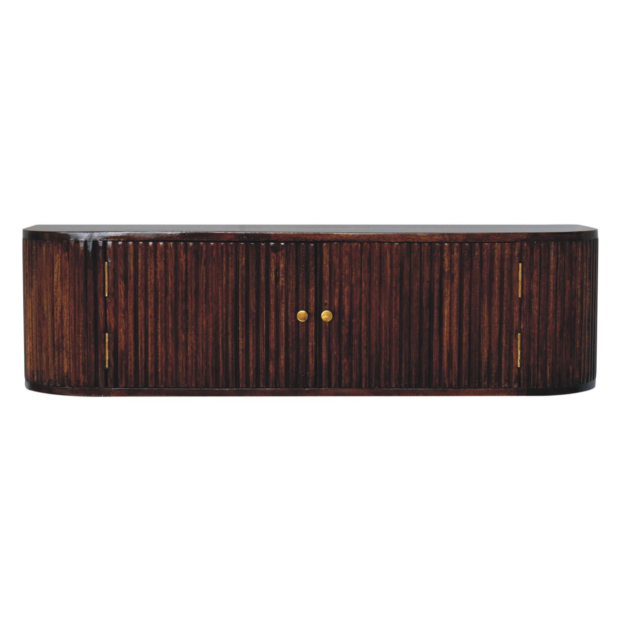 Solid Wood Chunky Chestnut Wall Mounted Console, 2 Doors, Brown