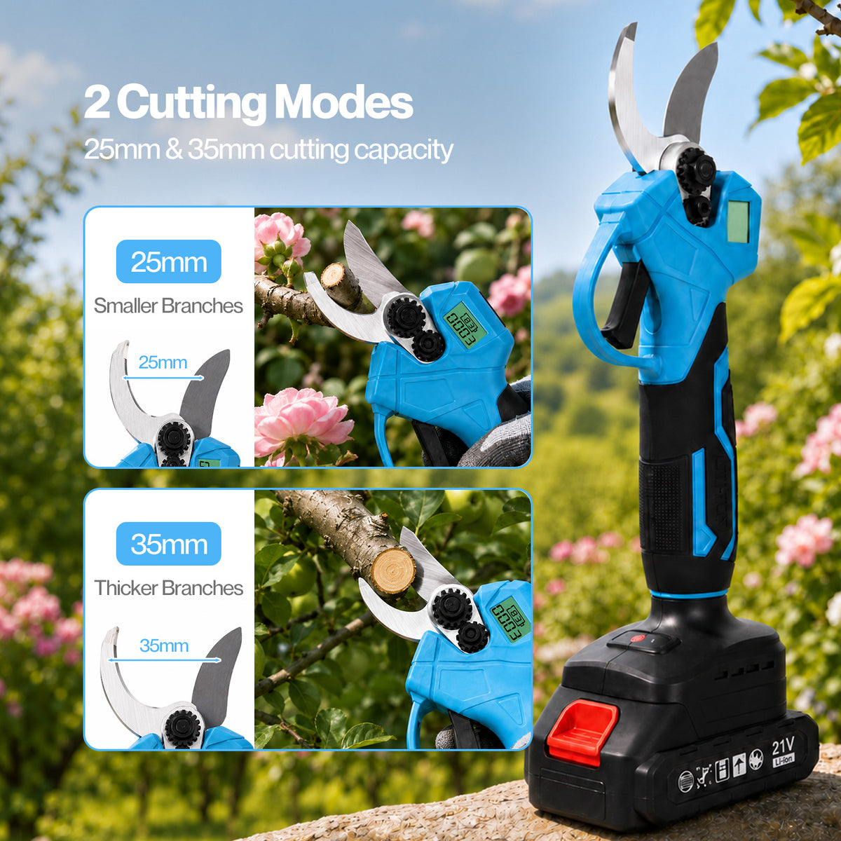 Pruning Shears 450w Brushless Lcd Sk5 Blade For Garden Cutting Blue | Blue