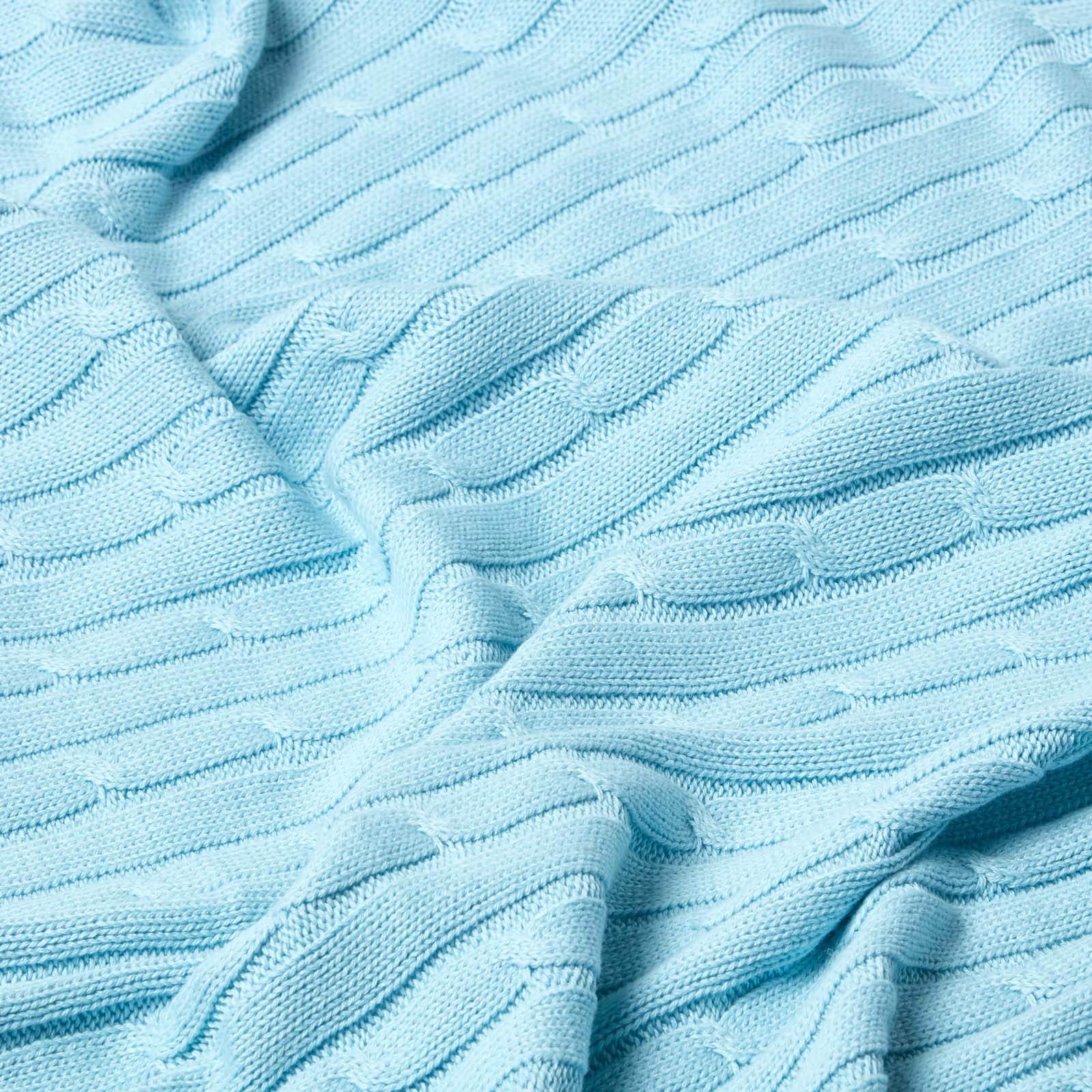 Combed Cotton Cable Knit Throw | 130cm x 170cm | Blue
