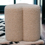 Solid Mango Wood Mud Boucle Clover Footstool
