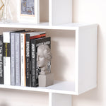 Storage Bookcase 6 Shelves Wood Bookshelf S Shape | One Size | White