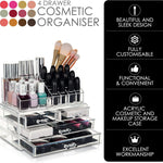 Glamsmacked Acrylic Makeup Organiser Clear 4 Drawer Storage For Cosmetics