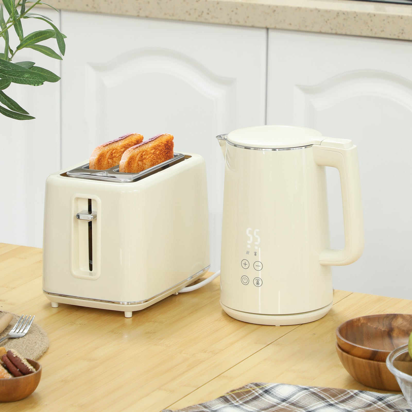 Fast Boil Kettle & Toaster Set | Beige