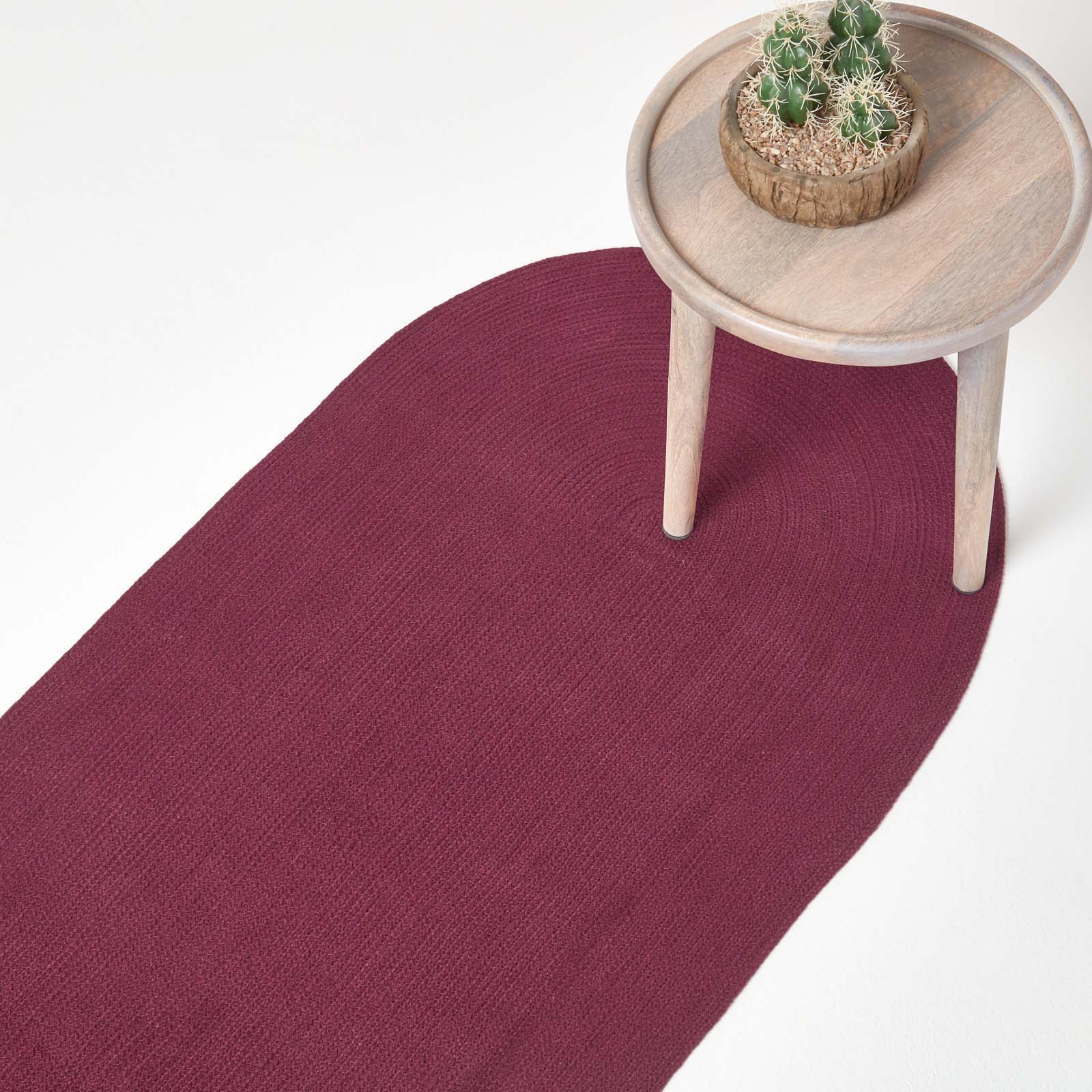 Handmade Woven Braided Oval Rug | 200cm | Plum