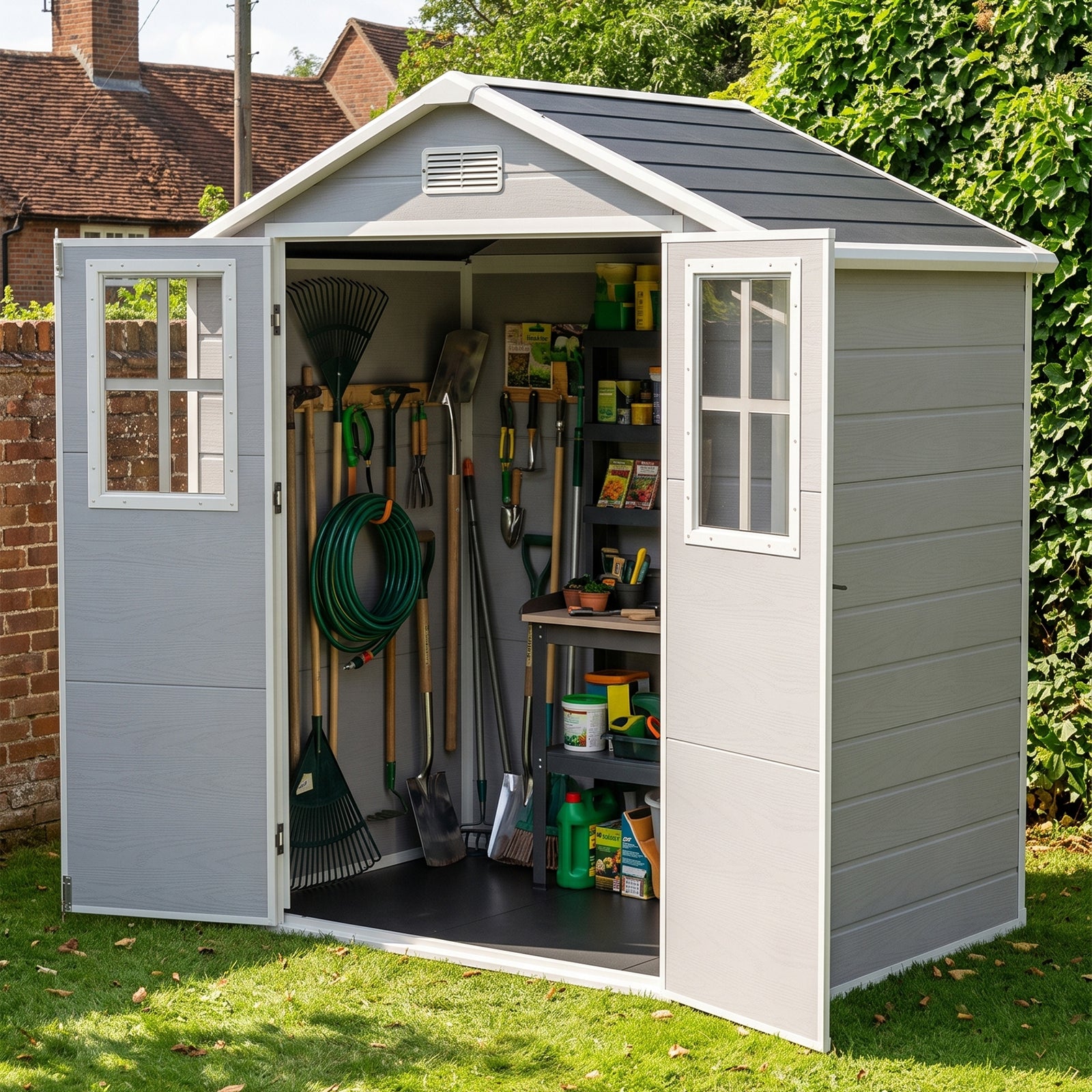 Breeins 6x4 Ft Garden Storage Shed With Lockable Door