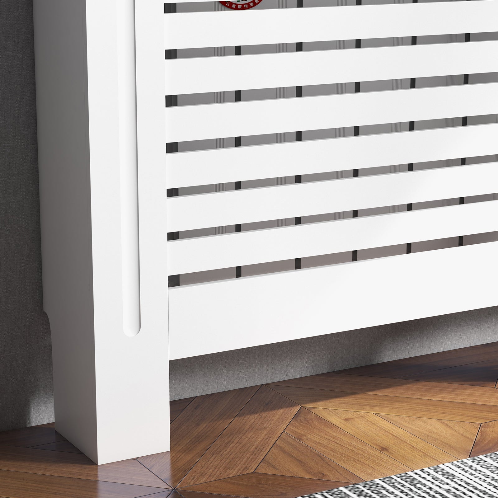 Modern Radiator Cover Cabinet Slatted Design 112/152/172cm | Medium | White