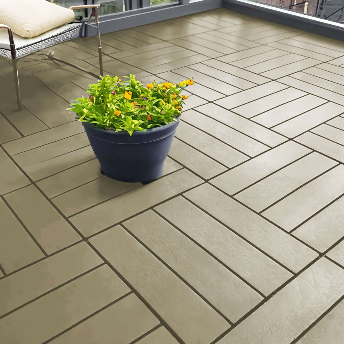 Polydeck Pvc Interlocking Decking Tiles | Set of 6 | Beige