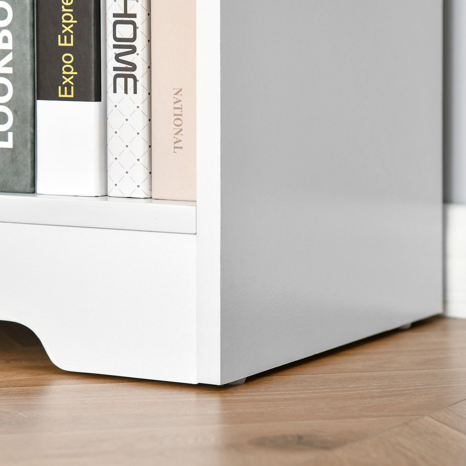 Simple Modern 4 Compartment Low Bookcase With Shelves