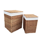 White Cotton Lined Light Steamed Square Laundry Baskets | Large | White