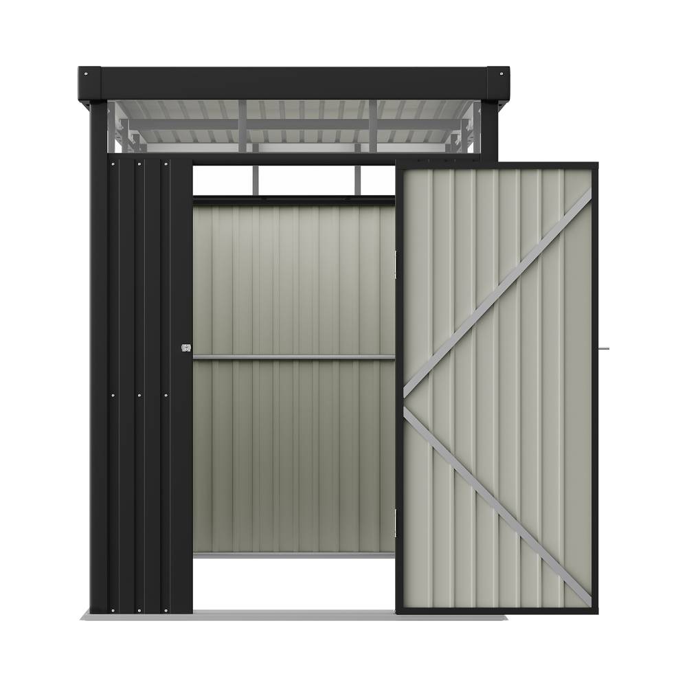 5.31ftx 8.46ft Metal Garden Storage Shed Skylight Roof Shed, Flat Roof Storage