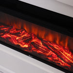 Recessed Electric Fireplace With Mantel, 1500w White Led Heater With Realistic Flame, 5-level Brightness & Remote Control