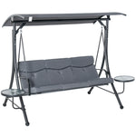3 Seater Garden Swing, Adjustable Canopy, Grey | Gray