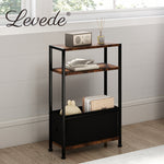 Levede Side End Table Industrial 3 Tier Wooden Oxford Storage Basket Living Room