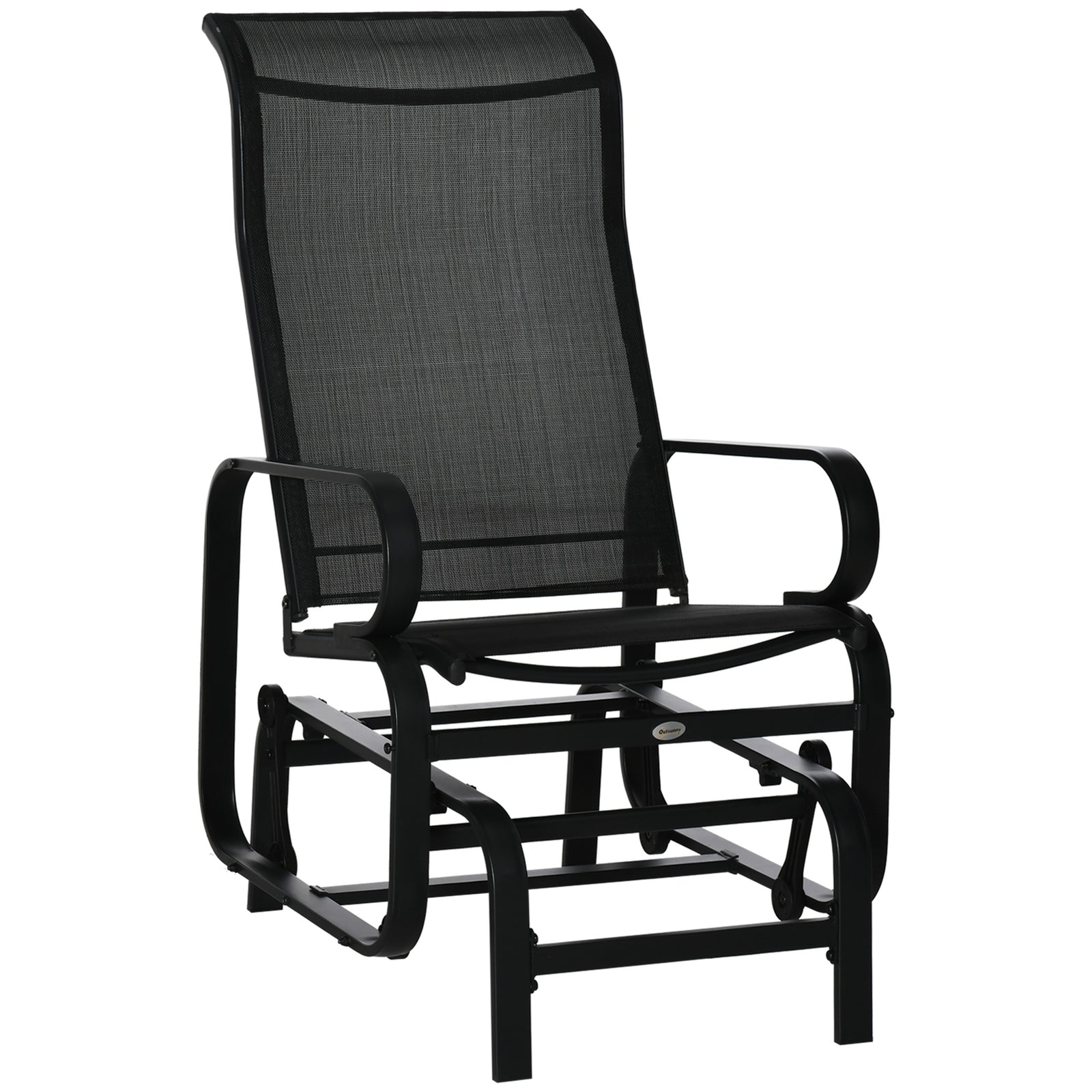 Outdoor Gliding Rocking Chair With Metal Frame For Patio | Black
