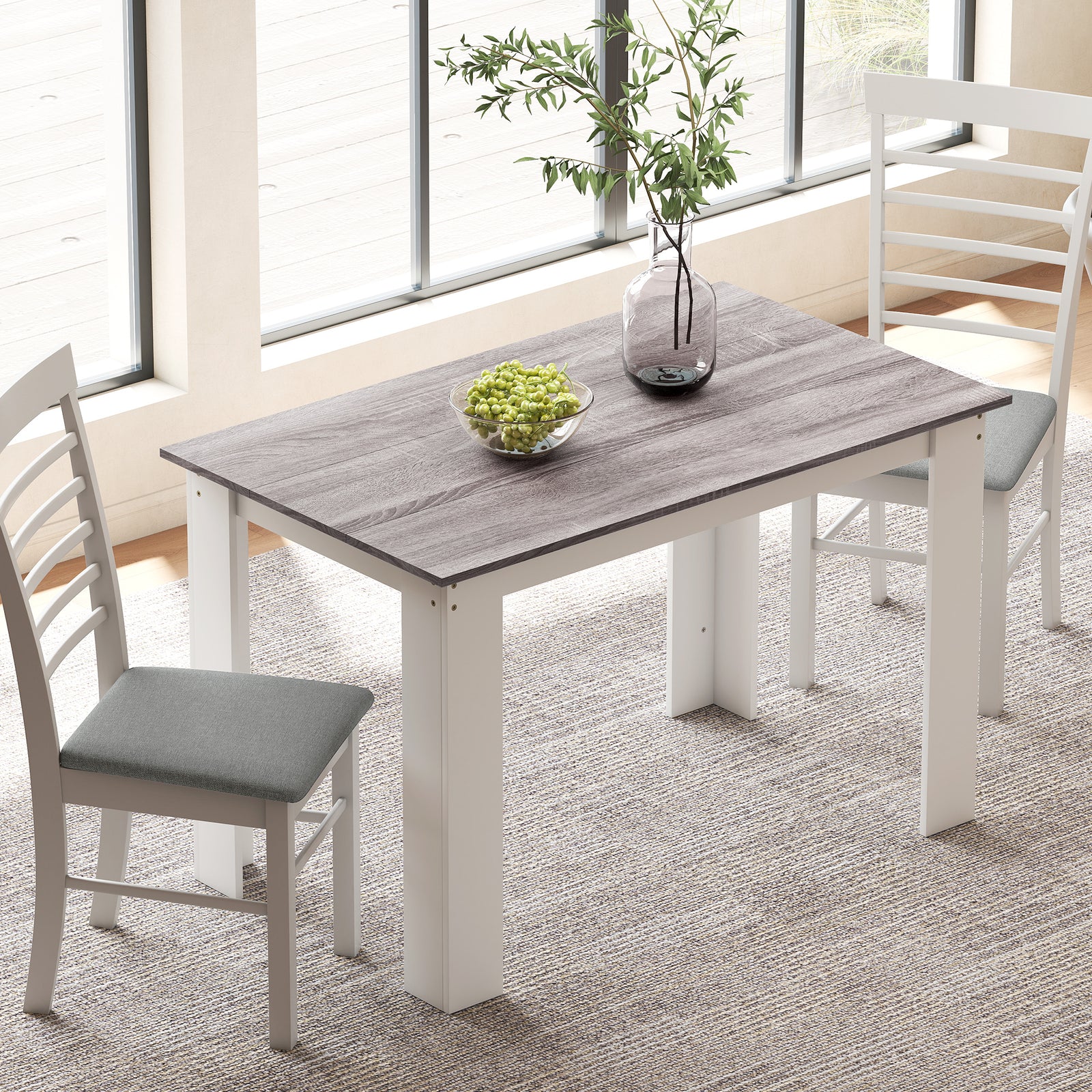 Dining Table For 4-6 People, Wood Effect Tabletop | Grey