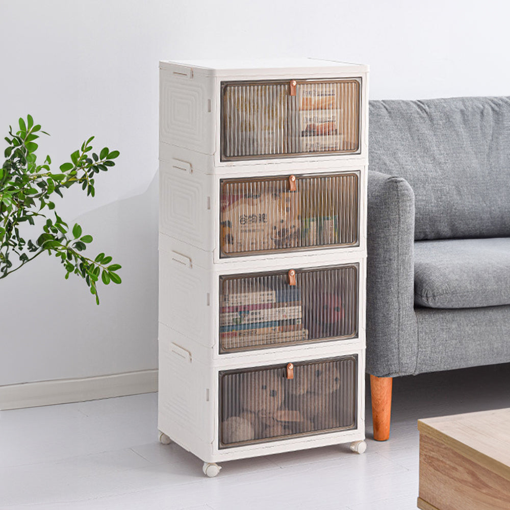 4-layer Thicken Foldable Shoe Storage Box With Wheels