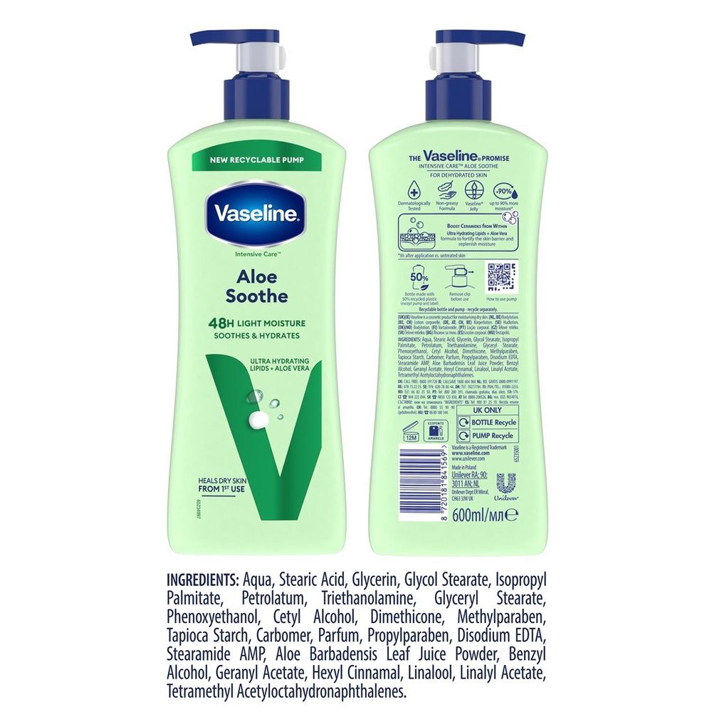 Vaseline Intensive Care Aloe Soothe Body Lotion Soothing Hydration 600ml