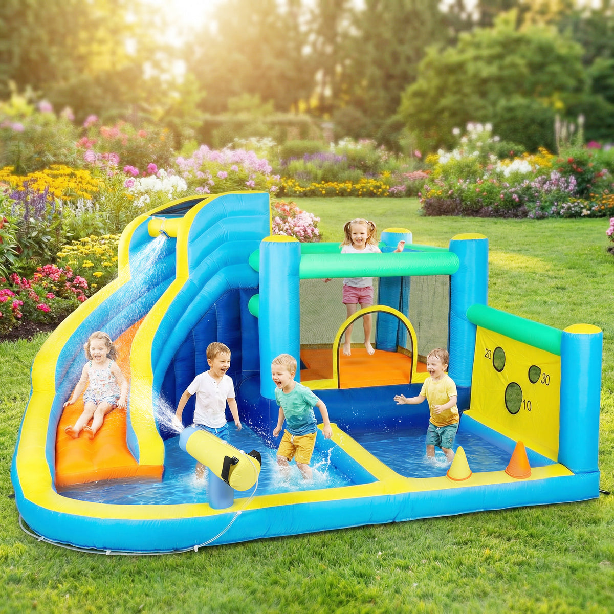 AIYAPLAY 8 In 1 Bouncy Castle For Kids, Inflatable Bounce House With Slide