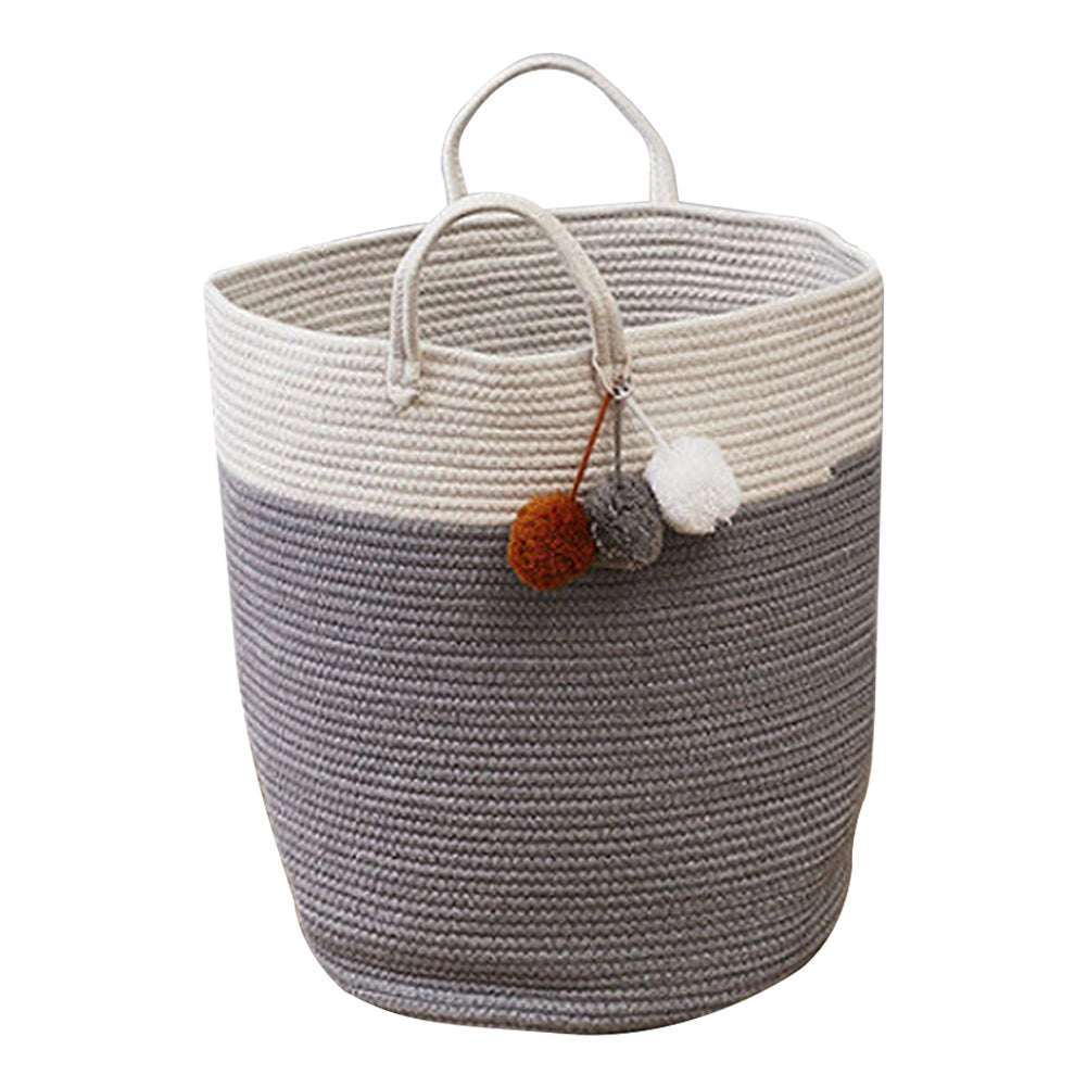 Woven Basket Baby Kids Toys Storage Clothes Hamper Laundry Basket | Grey