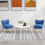 Set Of 2 Accent Chairs Wingback Armless Chairs For Bedroom | One Size | Blue