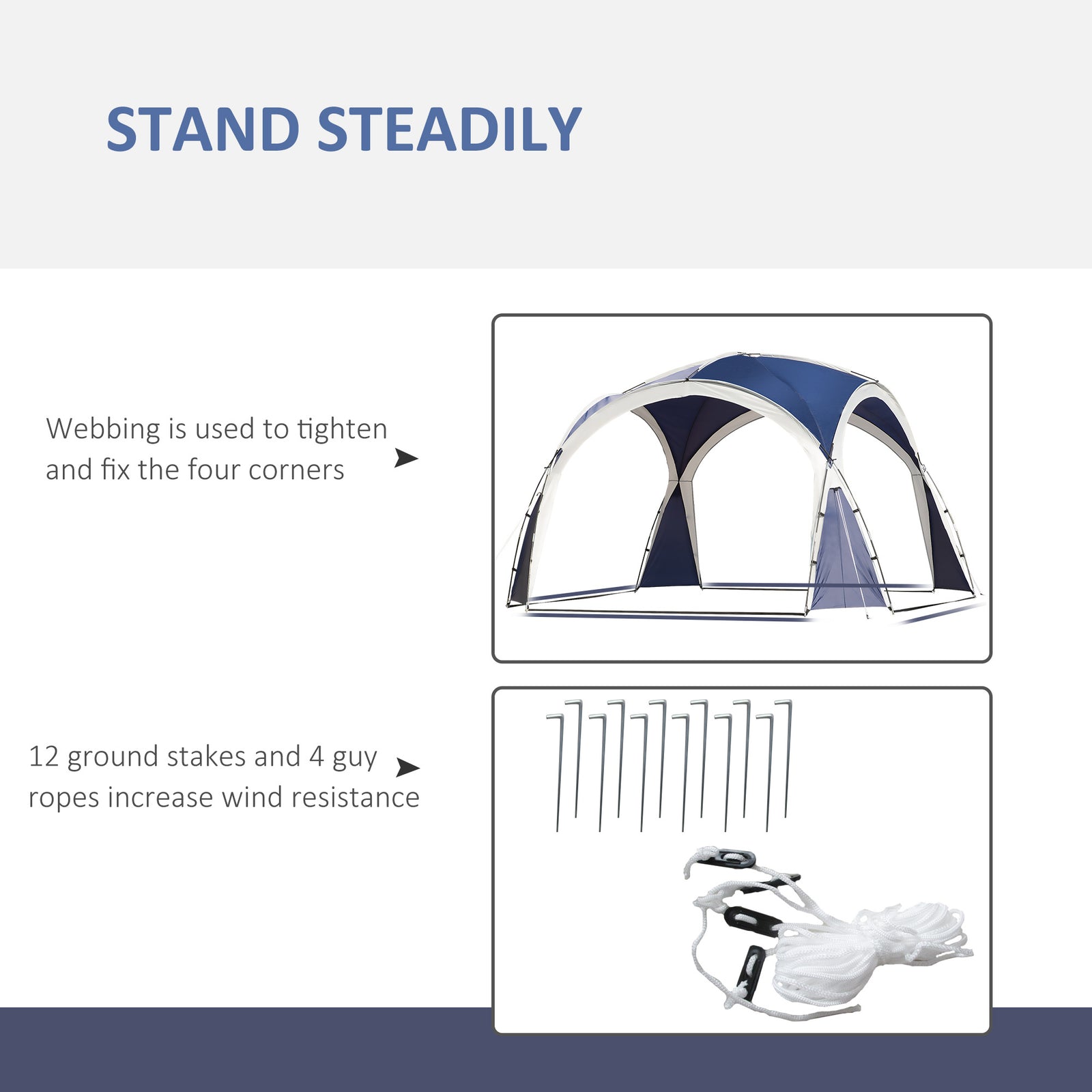 Outdoor Gazebo Event Dome Shelter Party Tent For Garden 3.5 x 3.5m | Blue