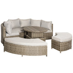 5 Pcs Rattan Lounge Chair Daybed Table W/ Cushion