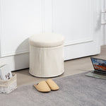 Round Storage Ottoman With Lid, Vanity Stool With Storage | Beige