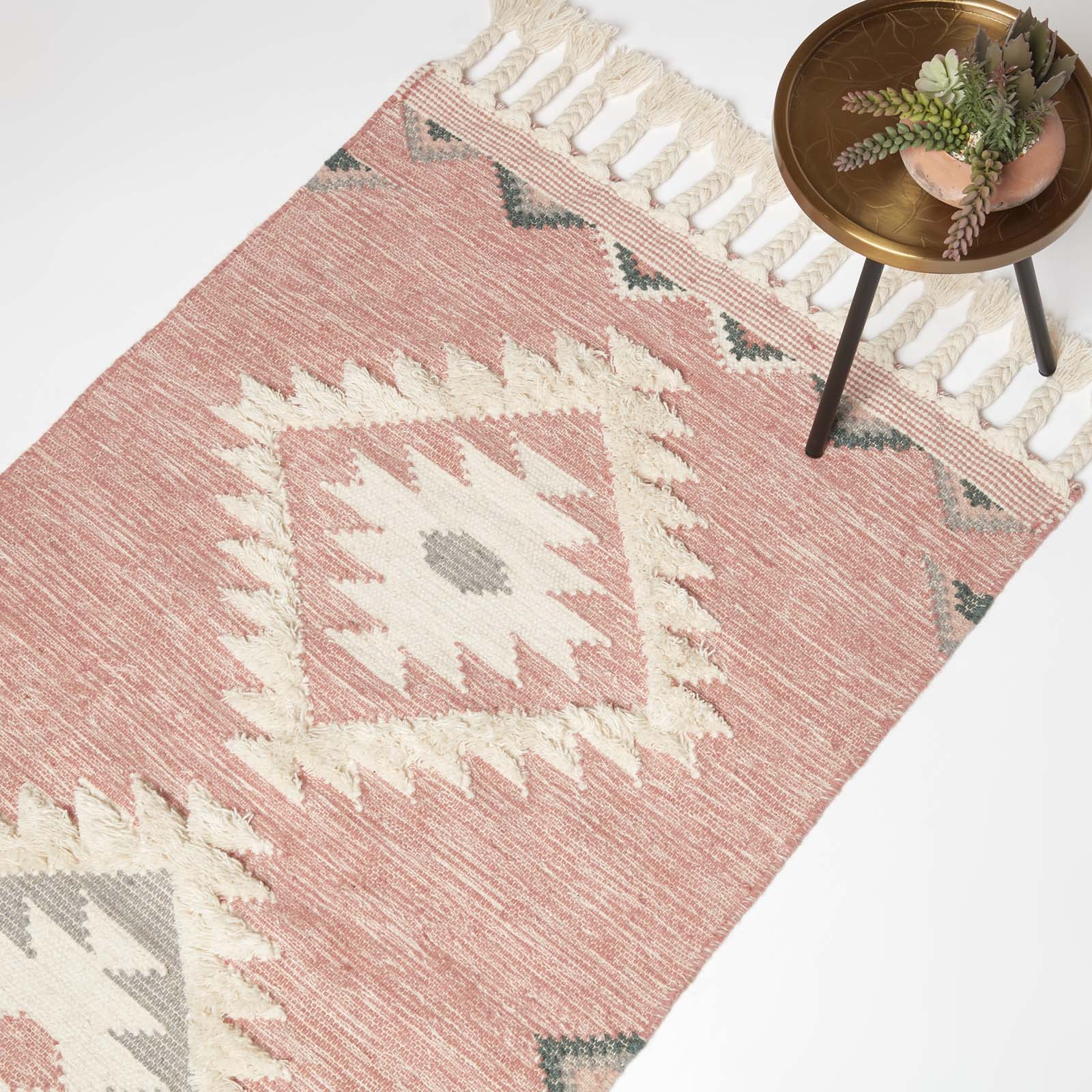 Pali Pink Kilim Wool Rug | 150cm x 220cm | Pink