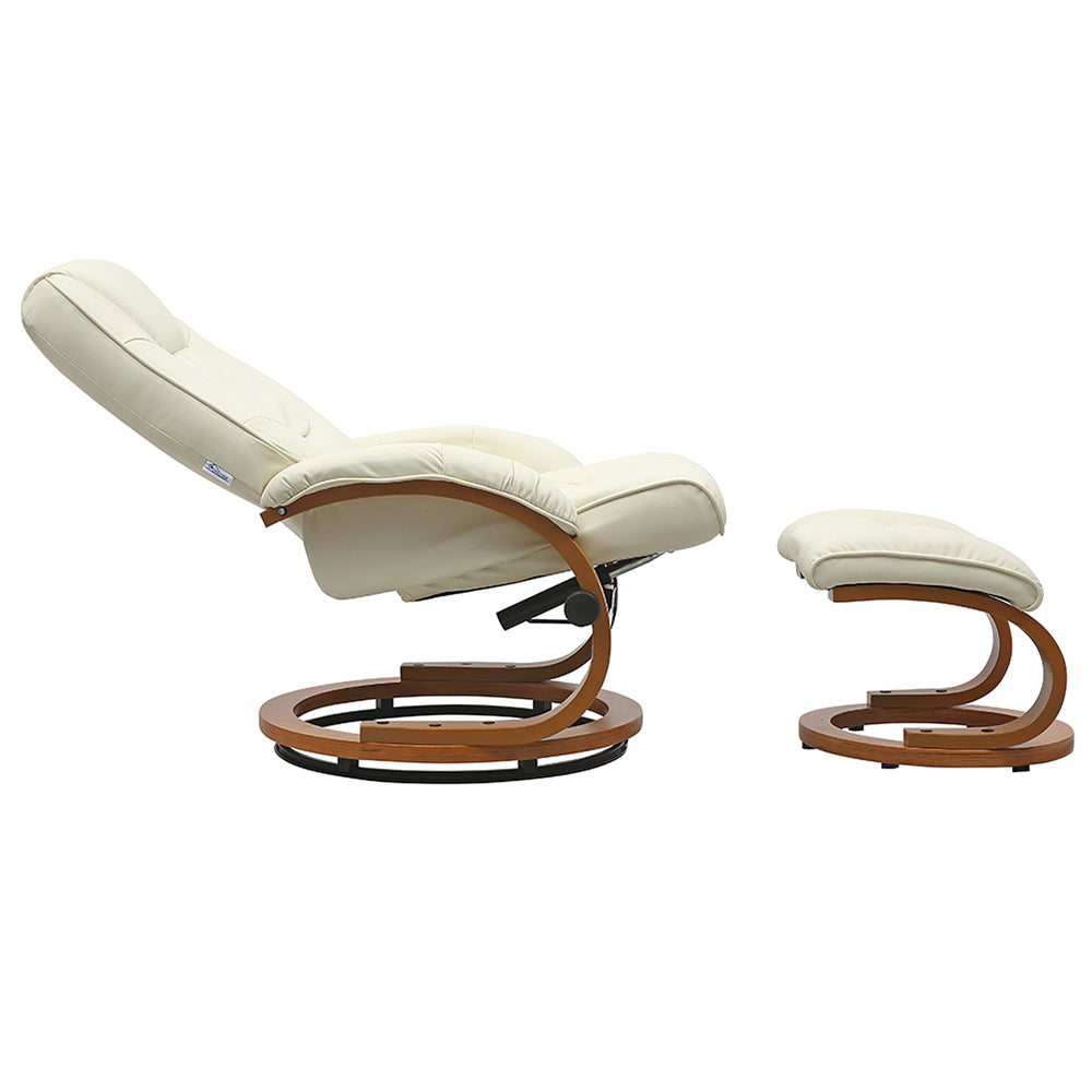 Ergonomic Executive Office Reclining Chair With Footstool | Beige