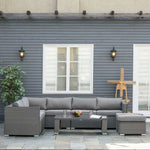 6 Pcs Pe Rattan Corner Sofa Set W/ Cushions
