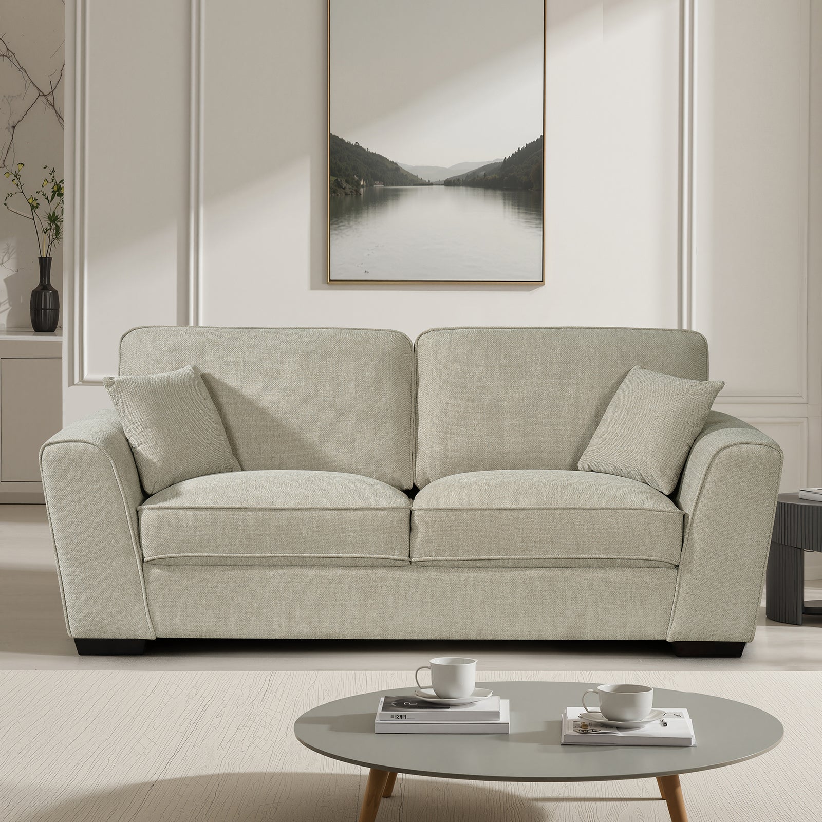 Colman Soft Fabric 3 Seat Sofa | Beige