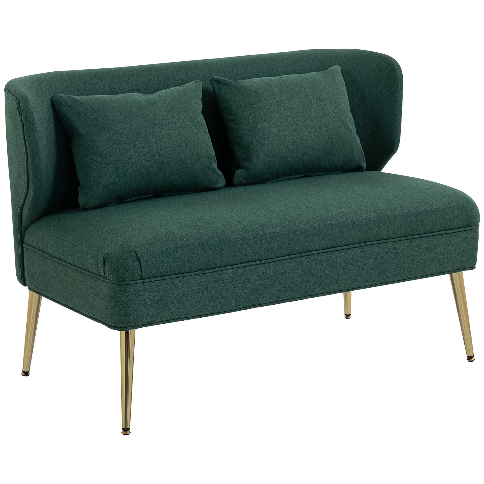 2 Seater Sofa, Small Sofa With Wing Back, Thick Seat | Green