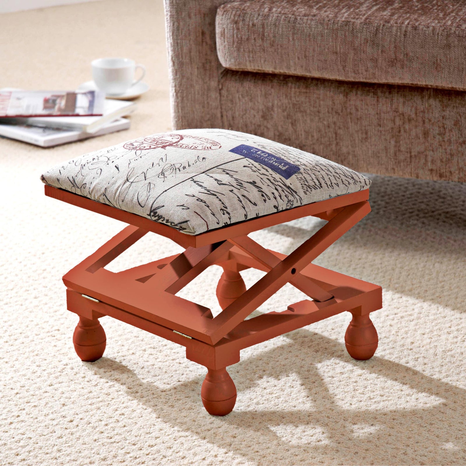 Greenhurst 3 Position Footstool Height Adjustable Padded Top Oak Frame
