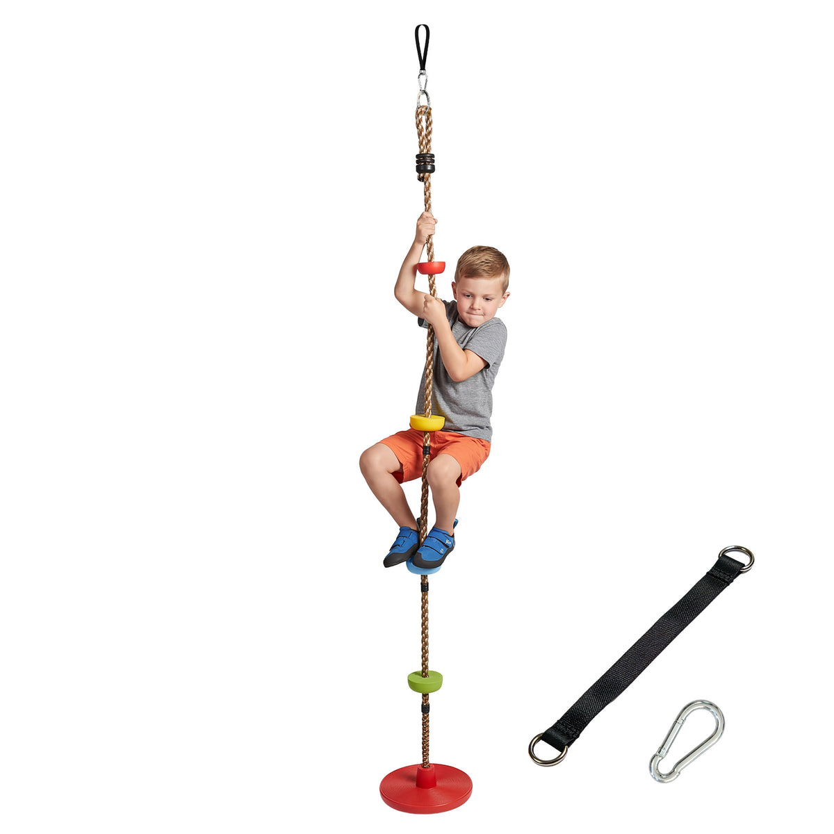 AIYAPLAY Climbing Rope, Kids Tree Swing Kit With Disc Swings Seat, Red