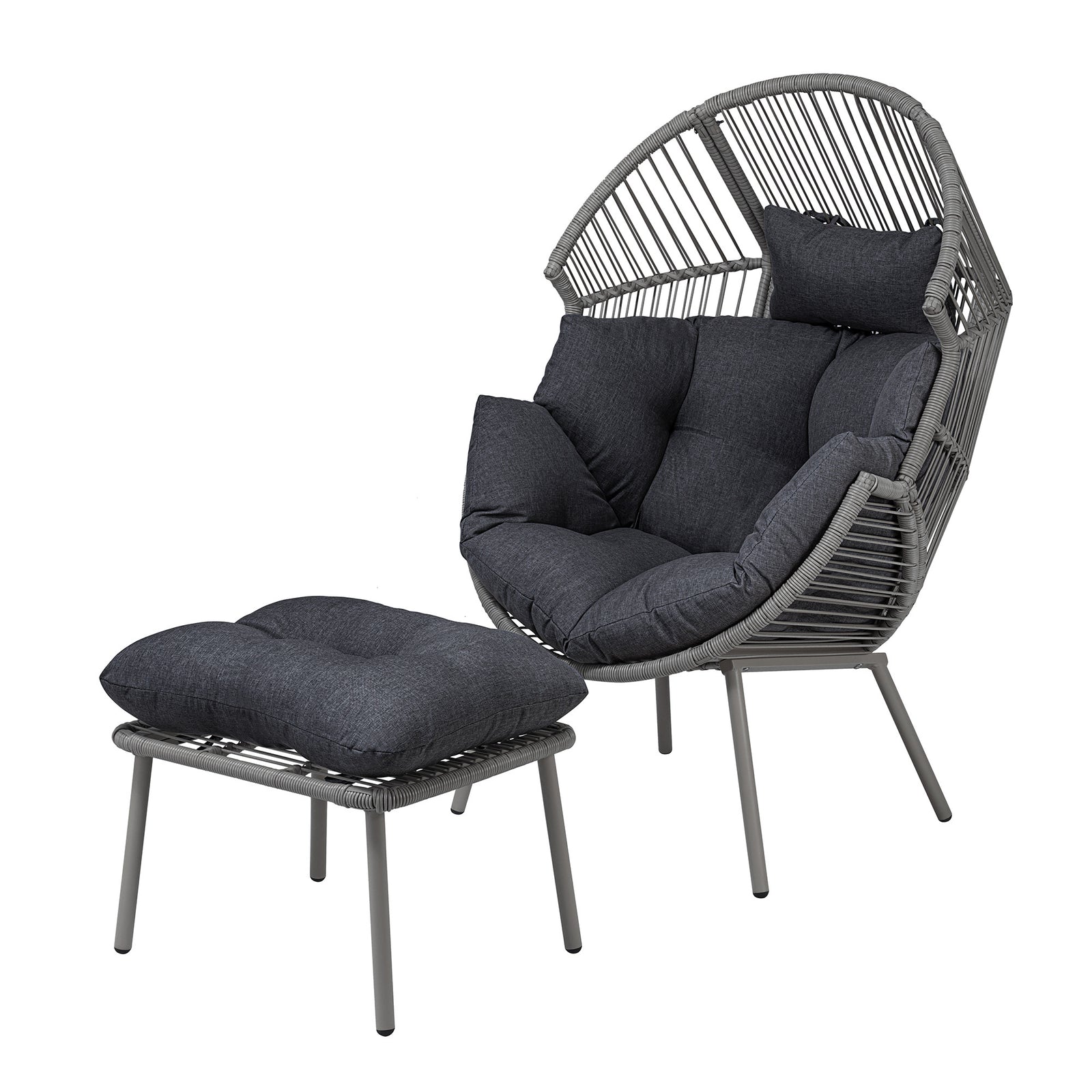 Nestara Standing Egg Chair And Stool | One Size | Dark Grey